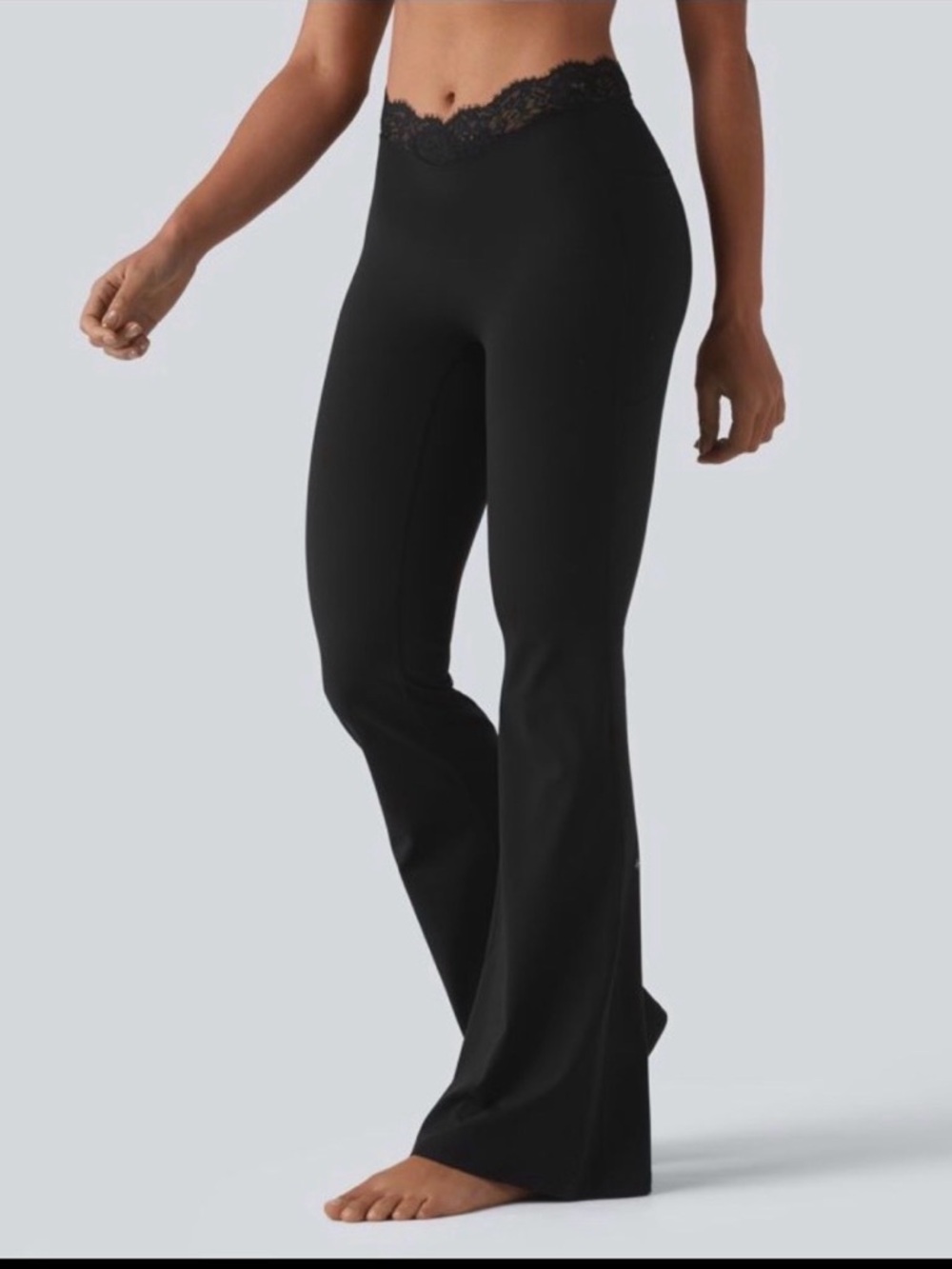 Halara UltraSculpt V-shaped High Waisted Contrast Lace Yoga Flare